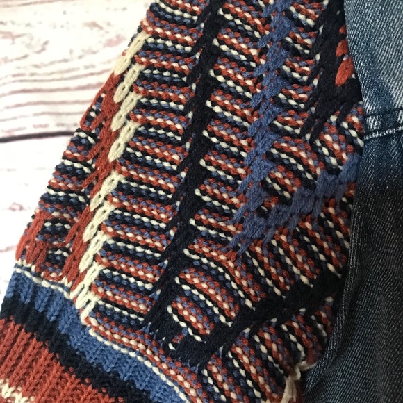 KNITTED SLEEVE BUTTON DOWN DENIM JACKET - Picture 7 of 8